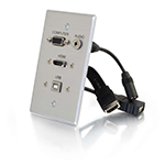 39707 - C2G HDMI, VGA, 3.5MM AUDIO AND USB PASS THROUGH SINGLE GANG WALL PLATE - ALUMINUM